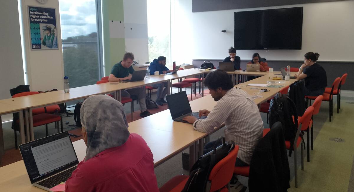 Photo of participants working during the CoFest.